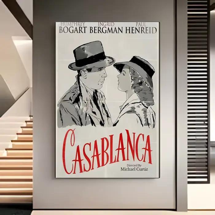 Affiche de film classique Casablanca, impression murale de film américain, décoration murale pour la