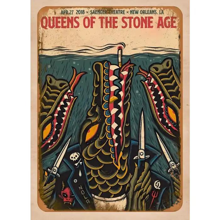 Affiche du groupe de rock et de métal Queens of The Stone Age, couverture d'album musical QOTSA, pei