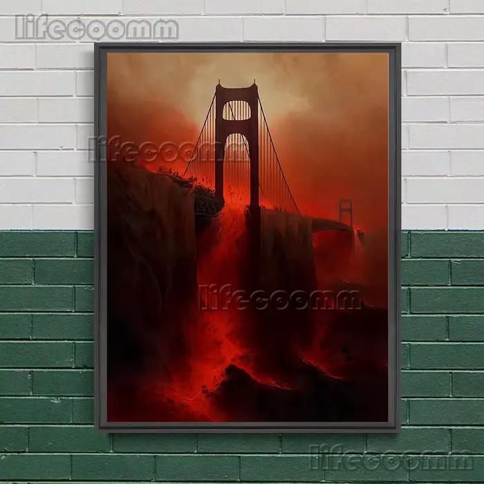 Le pont vers l'enfer, peinture sur toile d'art mural Vintage, esthétique de sorcellerie sombre, affi