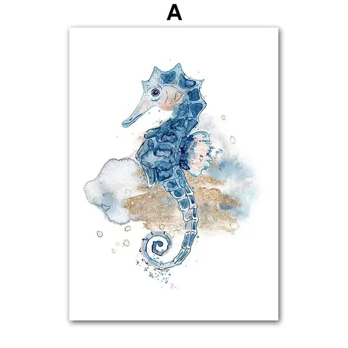 Affiches murales nordiques pour chambre d'enfant, méduse, hippocampe, requin baleine, pieuvre, impre