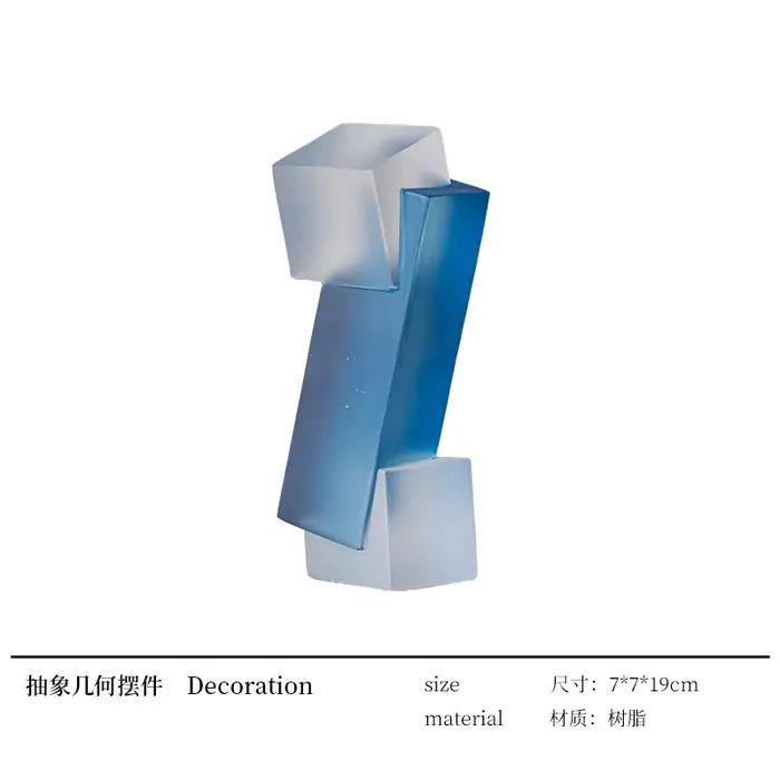 Décor géométrique en acrylique bleu de luxe moderne, ornement Architectural en résine transparente p