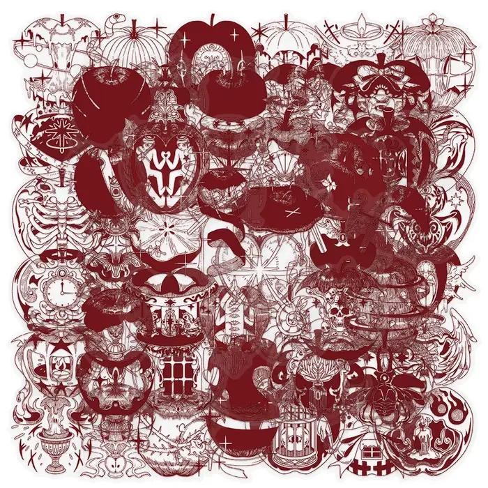 Autocollants transparents de dessin animé rétro, motif pomme rouge, motif gothique, pour valise, cas