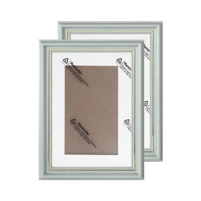 Lot de 2 cadres photo rose pastel et bleu avec passe-partout A4, cadre photo couleur Morandi avec bo