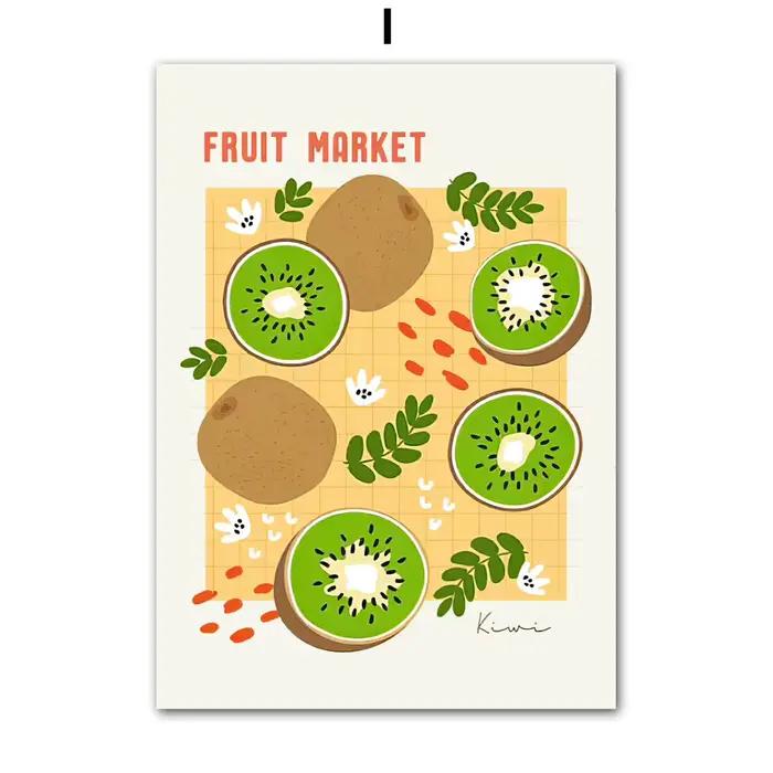 Affiches murales nordiques sur toile, motifs fruits (fraise, citron, orange, banane, cerise), pour d