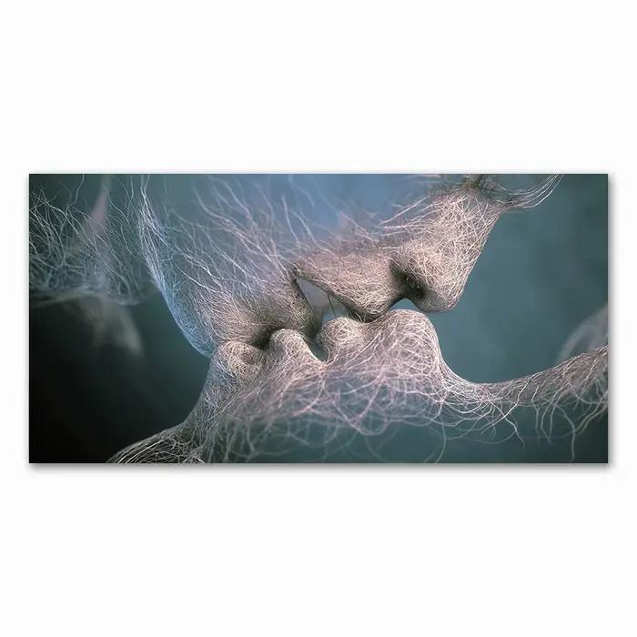 Peinture sur toile abstraite avec baiser d'amour noir, affiche imprimée, décoration de la maison, ar