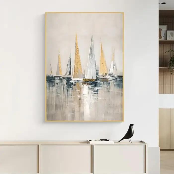 Voile bateau paysage marin peinture à la main sur toile moderne décoration murale Art mural paysage