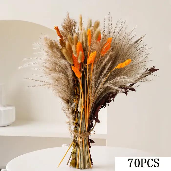 Bouquet de fleurs séchées naturelles Pampas, 70 pièces, plantes décoratives d'eucalyptus de blé pour
