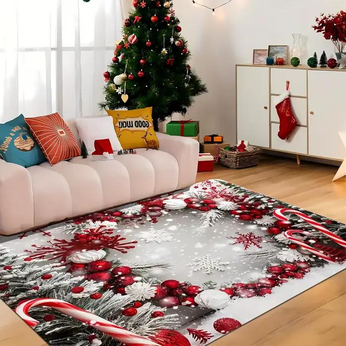 Tapis décoratif sur le thème de Noël pour salons, chambres à coucher, entrées, zones de salle à mang