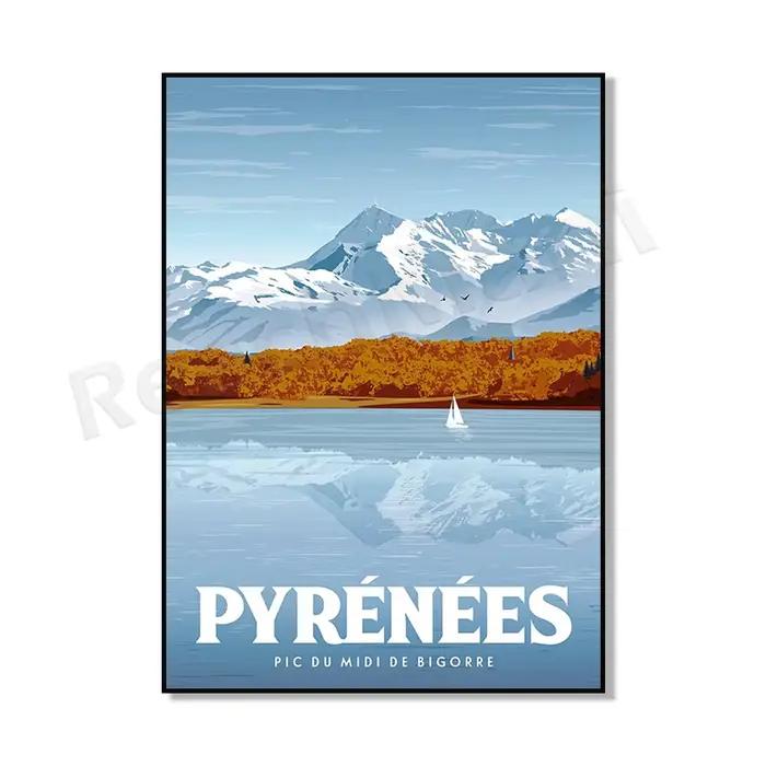 Affiche des Pyrénées - Brèche de Roland, Pic de Bastan, Lake Neuville, paysage français, poste de vo