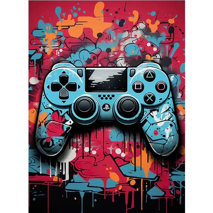 Affiche de jeu Graffiti imprimée, manette de jeu, peinture sur toile d'art mural, image de contrôleu