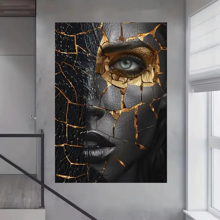 Toile d'art avec Portrait de femme moderne, mosaïque, peinture pour salon, affiche sur toile moderne