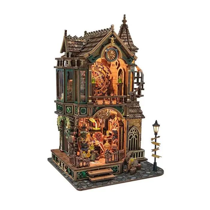 Kits de figurines miniatures DIY en bois, thème Tour de l'Horloge Magique et Cottage, pour cadeaux d