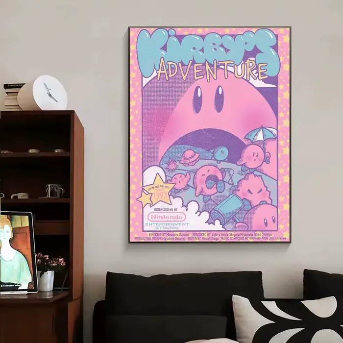 Affiche autocollante de dessin animé K-Kirby, décoration murale pour salle d'entrée, Restaurant, pei