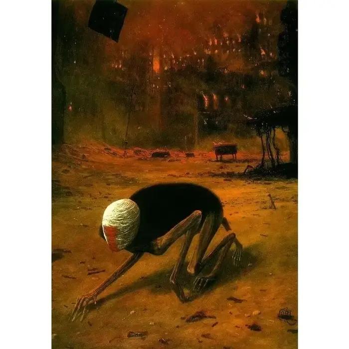 Zdzisaw Beksiski œuvre polonais surréaliste foncé affiche imprime toile peinture gothique Art Mural