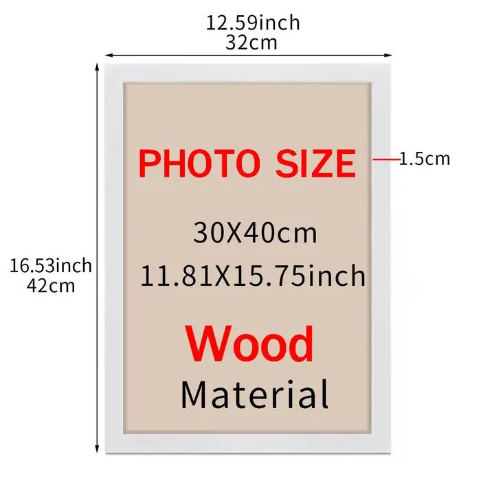 Cadre photo 30x40cm noir et blanc imitation bois, peut être accroché au mur, avec certificat, pour a