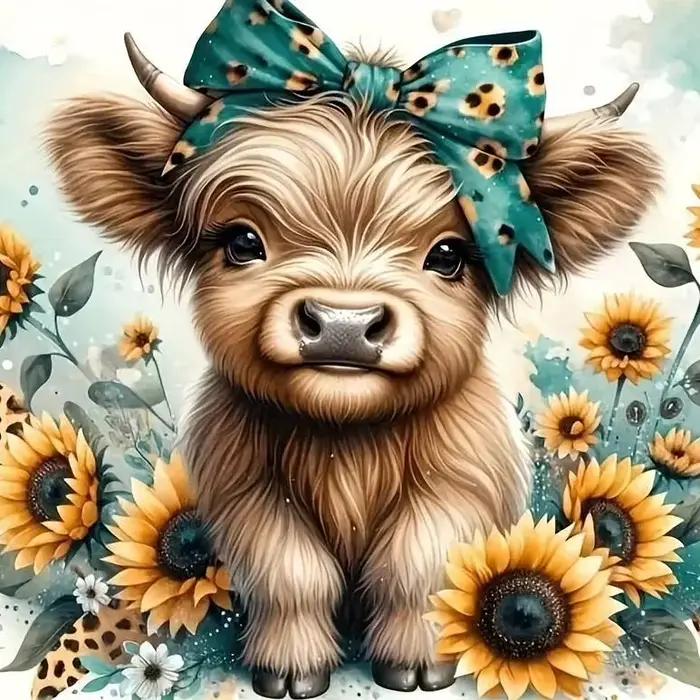 Peinture par numéros pour adultes, images d'animaux de bétail sur toile de vache peinte à la main, d