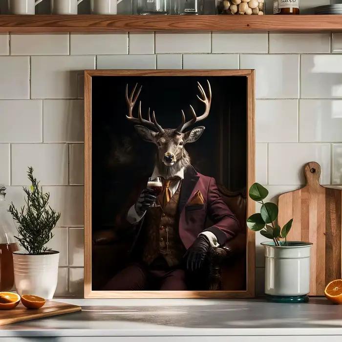 Peintures sur toile, affiches et impressions murales Vintage sur le thème des animaux de la Renaissance royale (Cerf