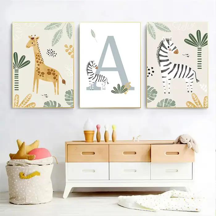 Affiche sur toile avec animaux de la jungle