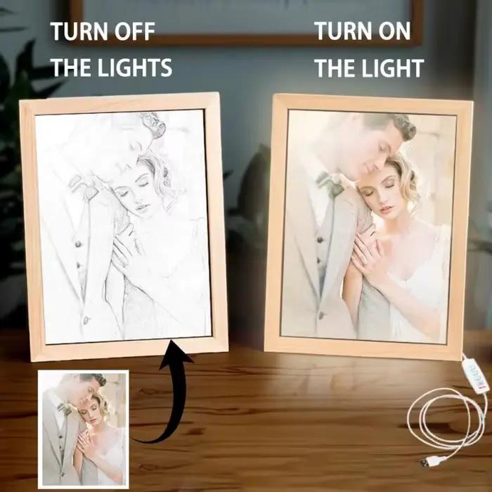Ensemble de boîte à lumière de cadre Photo LED en acrylique moderne avec magie de Transformation de croquis pour la décoration de la maison.