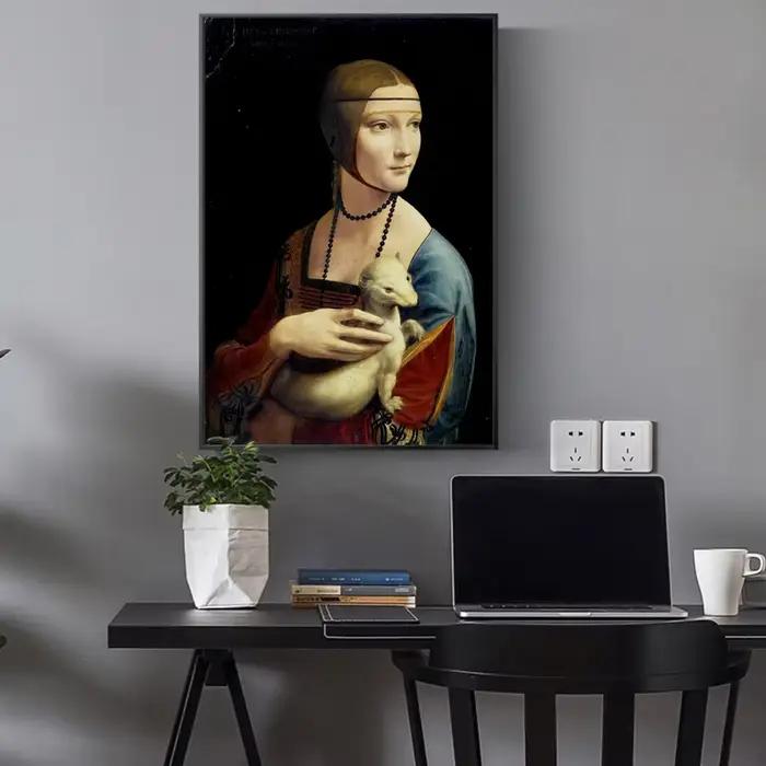 La dame avec une Ermine toile Art peintures reproductions sur le mur par Leonardo Da Vinci célèbre