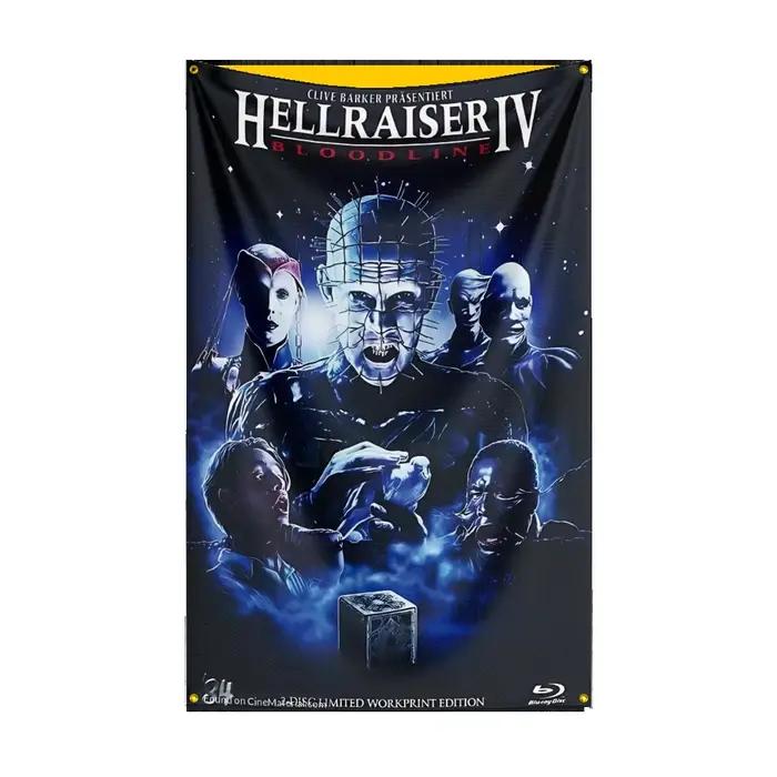 Drapeau h-hellraiser, 3x5 pieds, drapeau de film d'horreur classique, bannière murale suspendue pour Halloween, décor d'affiche de film
