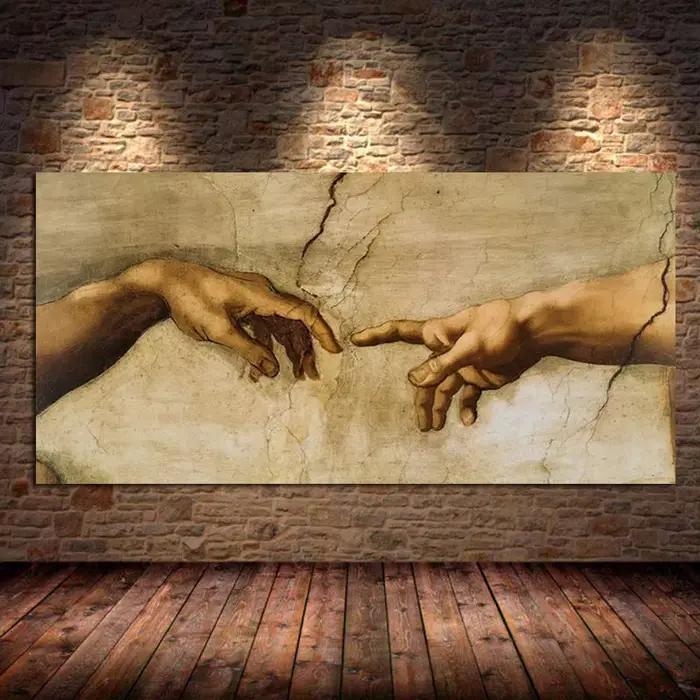 Toile d'art célèbre de la création d'adam de Michelangelo
