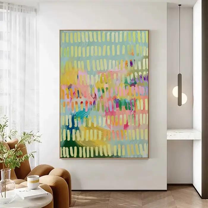 Affiche abstraite moderne colorée aquarelle dorée/ciel floral