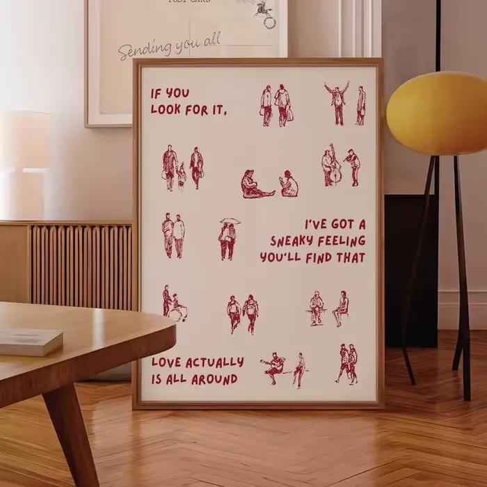 L'amour vraiment tout autour des imprimés sur toile