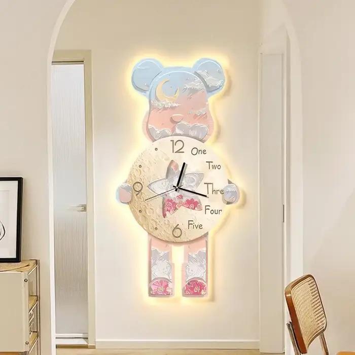 Grande horloge murale artistique numérique Led silencieuse