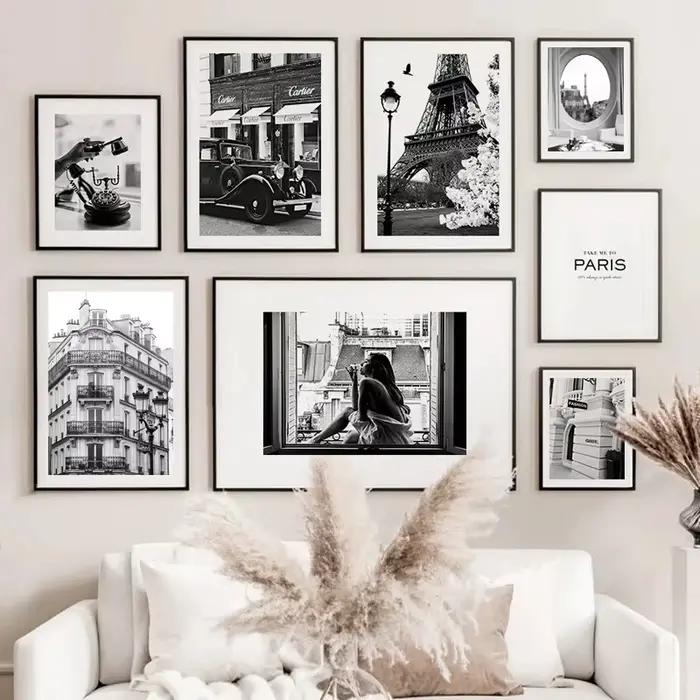 Affiches noires et blanches à la mode de Paris