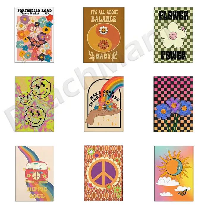 Affiches rétro esthétiques colorées