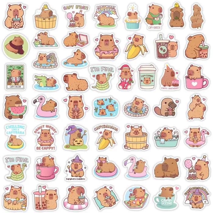 Autocollant Capybara de dessin animé mignon
