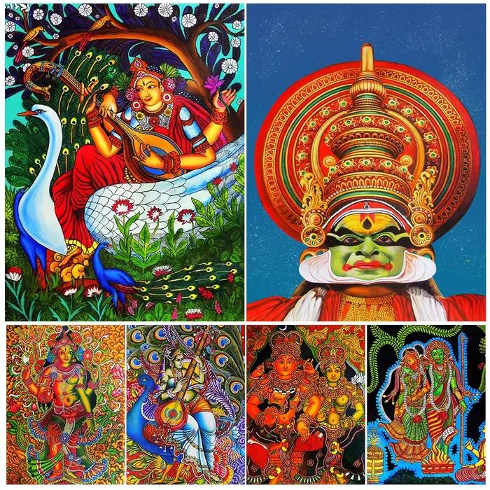 Affiche murale de danse de la déesse du SaraswSauMural Kathakali