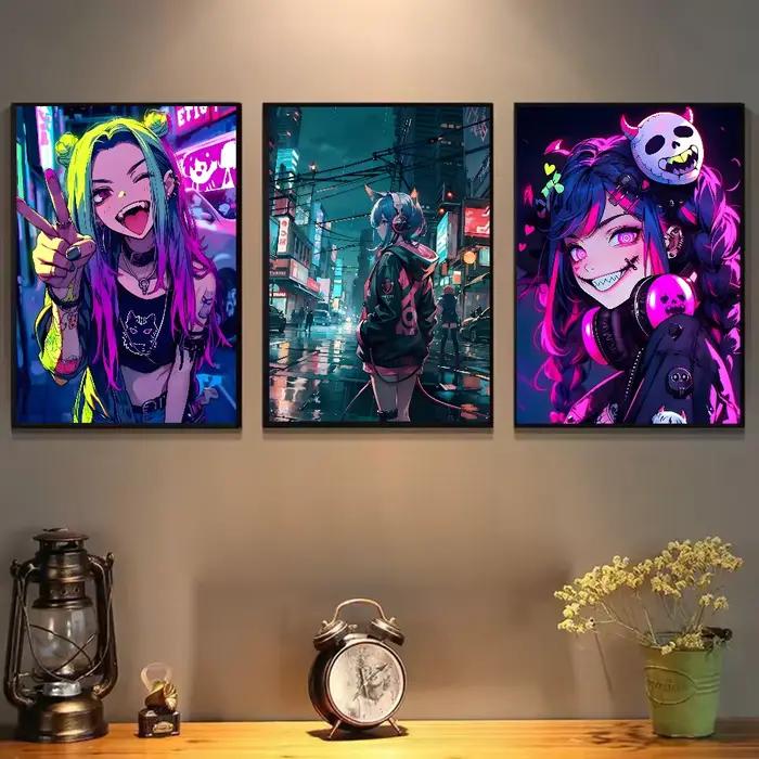 Cool Cyberpunk fille affiche HD art mur collant étanche maison salon chambre bar décoration esthétique