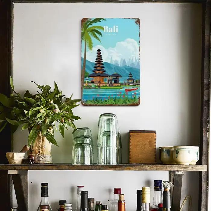 Affiche de voyage en métal et aluminium, Amsterdam, londres, islande, Bali, plaques rétro pour Club, homme, grotte, Bar, hôtel, café, décoration murale