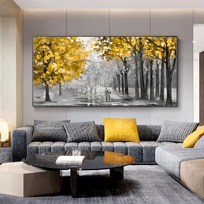 Peinture à l'huile de forêt peinte à la main