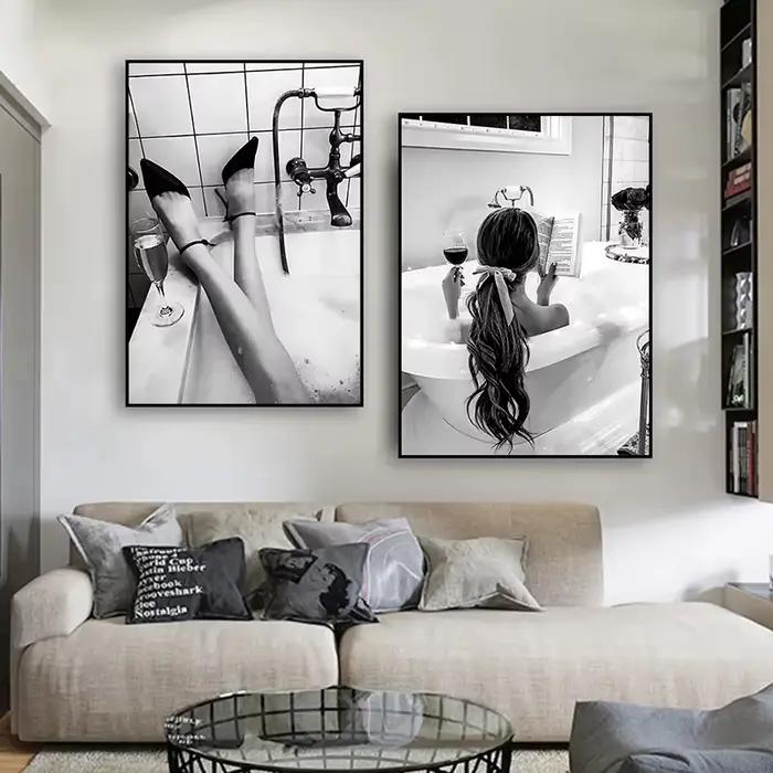 Toile de peinture de salle de bain pour femme