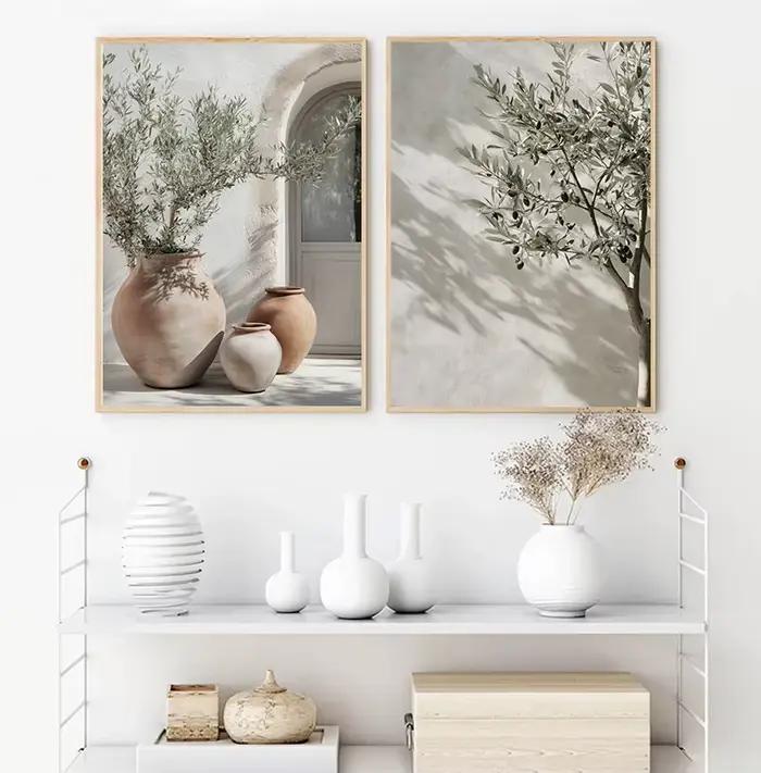 Tableau sur toile imprimé Paysage Méditerranéen Rétro Italie Citron Orange Olives Grèce
