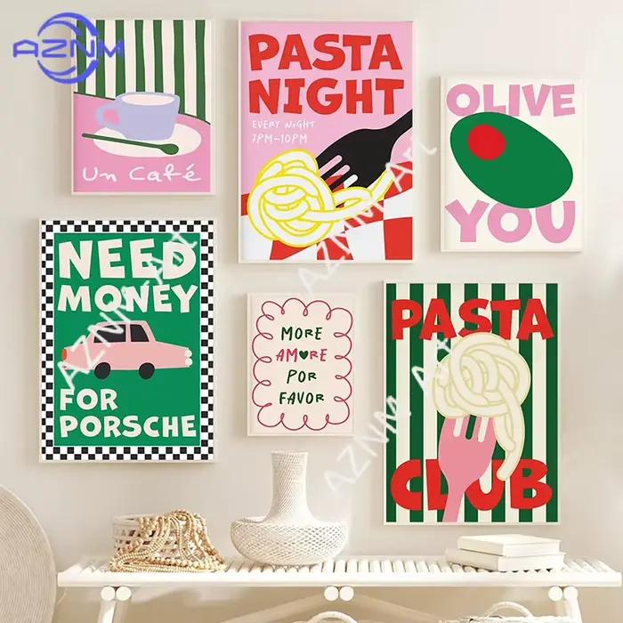 Affiche d'art culinaire colorée avec citation