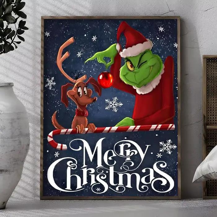 Classique chaud joyeux noël le G-Grinch affiche autocollant parfait auto-adhésif mur Art conçu pour les espaces de salle à manger de bureau à domicile
