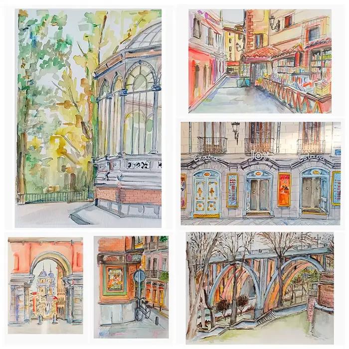 Affiches d'illustration modernes de Madrid