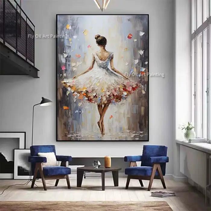 Peinture à l'huile sur toile de Ballet dansant de fille