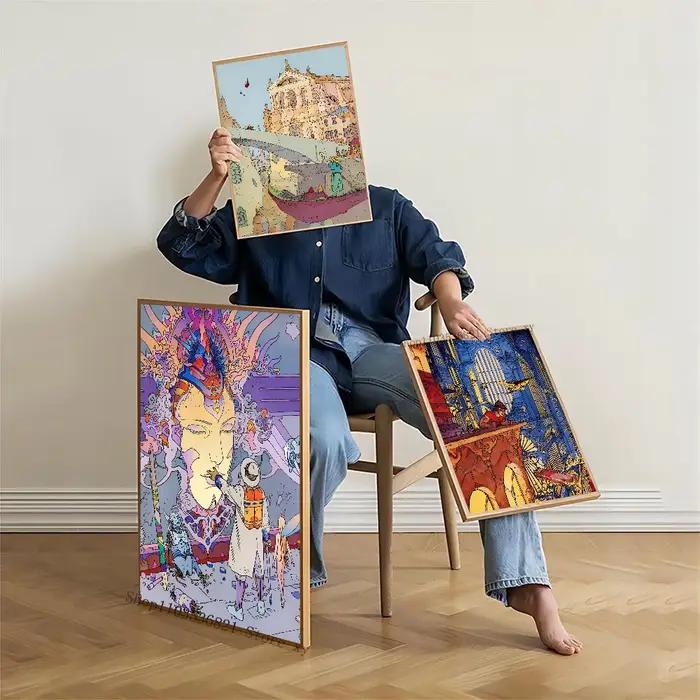 Autocollants d'affiche de dessin animé Moebius, décoration murale pour salon, chambre à coucher, entrée, café, peinture décorative