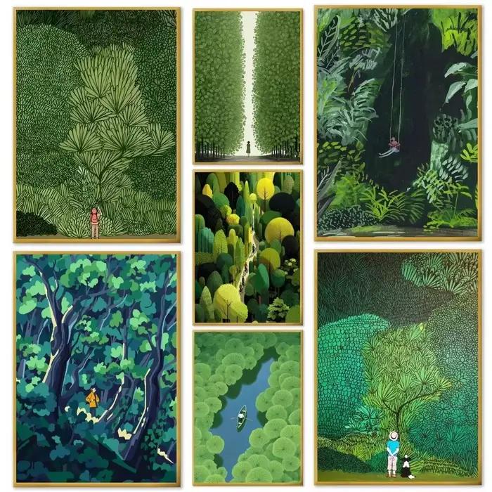 Peinture à l'huile numérique par numéros, forêt verte nordique, Jungle, explorer la peinture avec chiffres, décoration de maison, Art mural, cadeau parfait