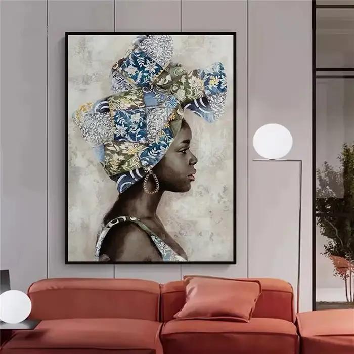 Peinture abstraite sur toile de femme noire africaine