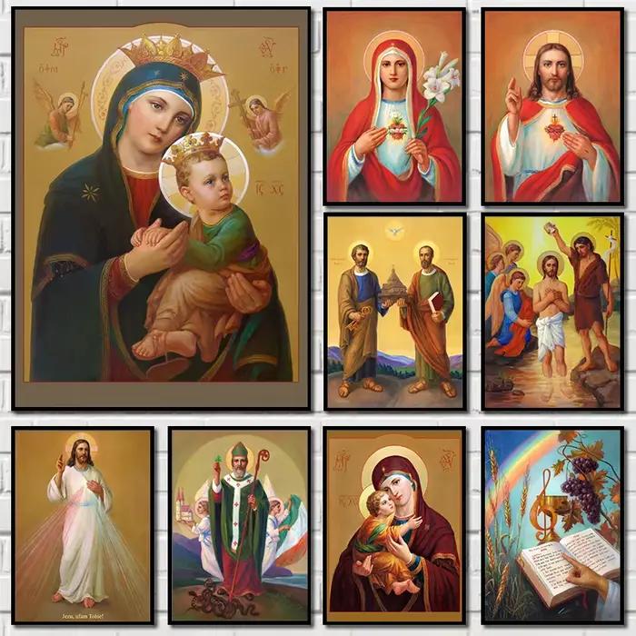 Affiche de peinture sur toile de la série religieuse de Jésus et de la Vierge Marie