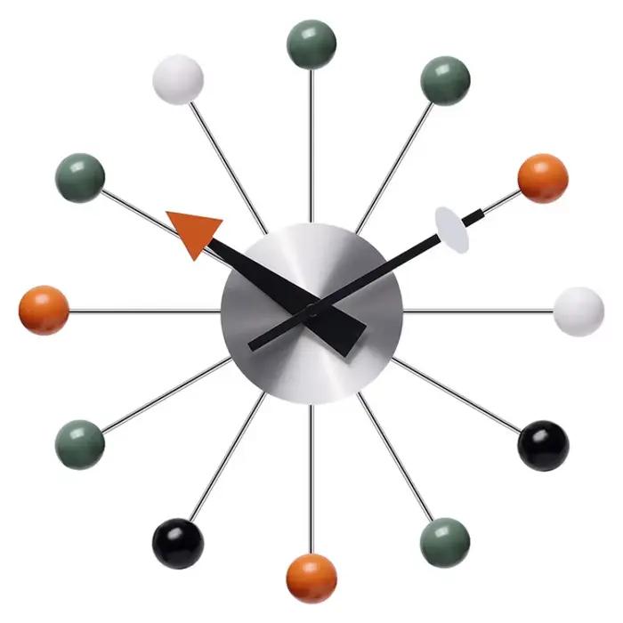 Horloge murale moderne silencieuse sans tic-tac 13 pouces couleur Pop horloges boule décoratives pour salon cuisine