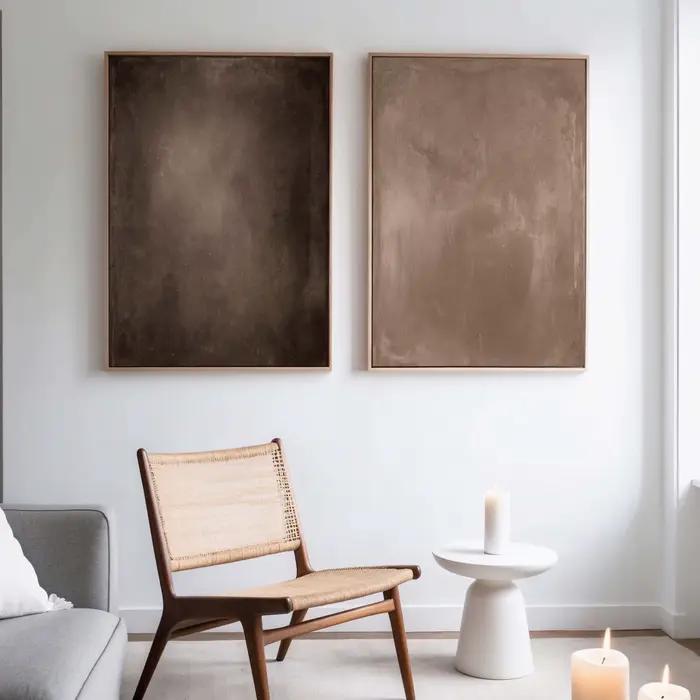 Ensemble d'art mural sur toile Wabi Sabi marron foncé