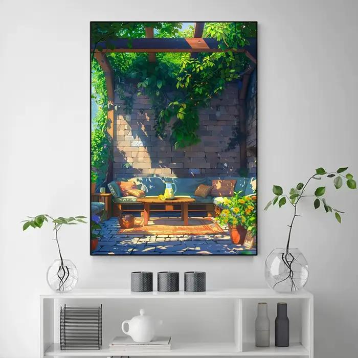 Affiche de paysage d'été de bord de mer de dessin animé moderne