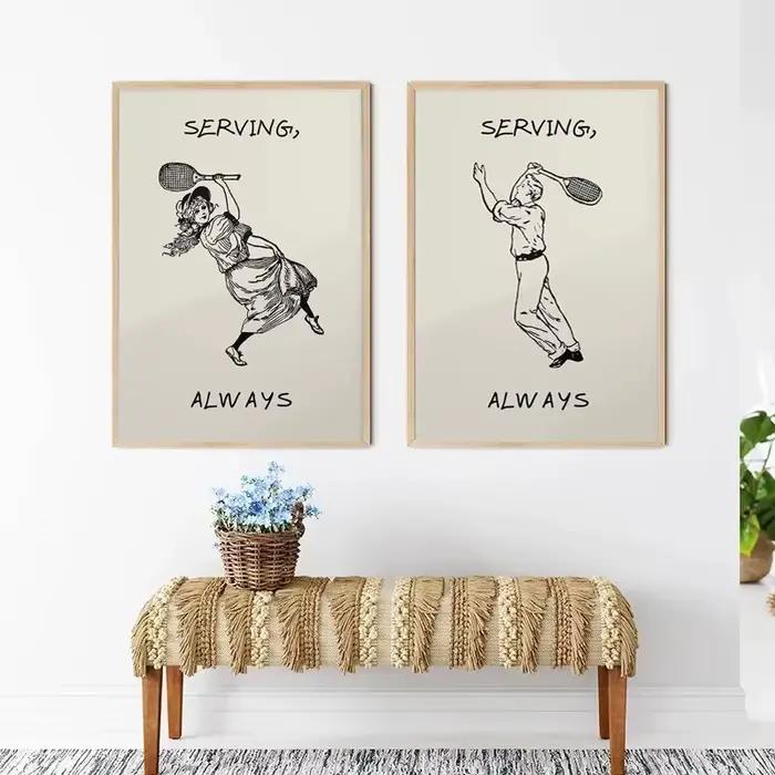 Mode Tennis escalade sport Art mur Art Tennis Golf alpinisme chaussures drôle impression toile peinture maison sport décoration